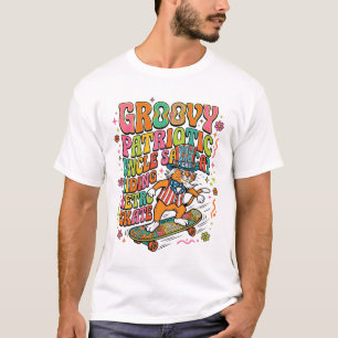 Camiseta Típografia Retro Gato Tio Sam Patriota (