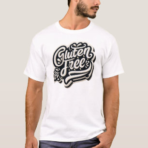 Camiseta Tipografia Retro Gráfica de Rótulo Sem Glúten