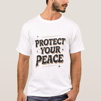 Camiseta Tipografia Retro Groovy Proteja Sua Paz