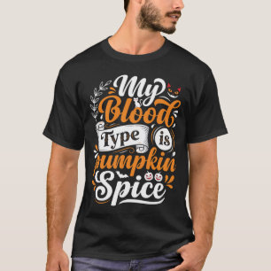 Camiseta Tipografia Retro Tipo Sanguíneo Temática de Abóbor