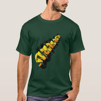 Camiseta Tipografia Retro Tropical de Verão com Palmeira