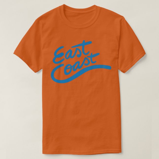 Camiseta Tipografia retrógrada da Costa Leste (Frente do Design)