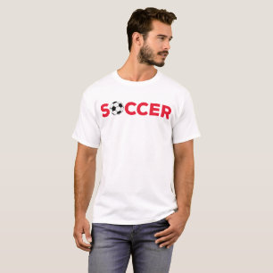 Camiseta Tipografia Vermelha Clássica de Futebol Negrito Fã