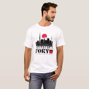 Camiseta Tipografia Vermelha Negra Branca em Tóquio