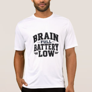 Camiseta Tipografia Vintage Bateria Cheia Cérebro Baixo