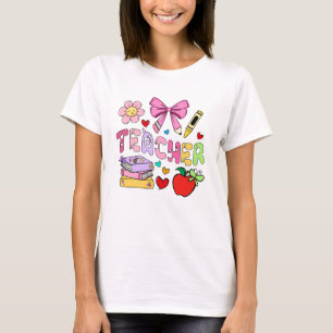 Camiseta Típográfica de Professor Colorida e Fofa