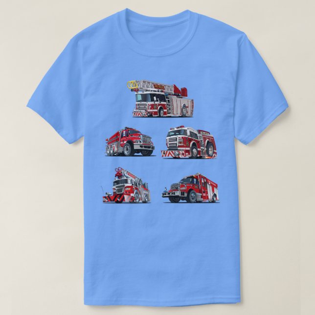 Camiseta Tipos de Bombeiros Garoto Crianças Bombeiros F (Frente do Design)