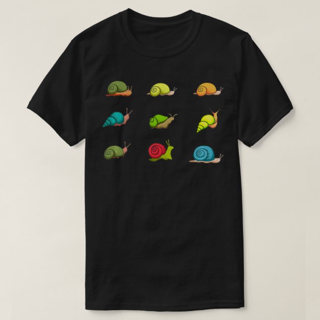Camiseta Tipos de caracóis (Frente do Design)