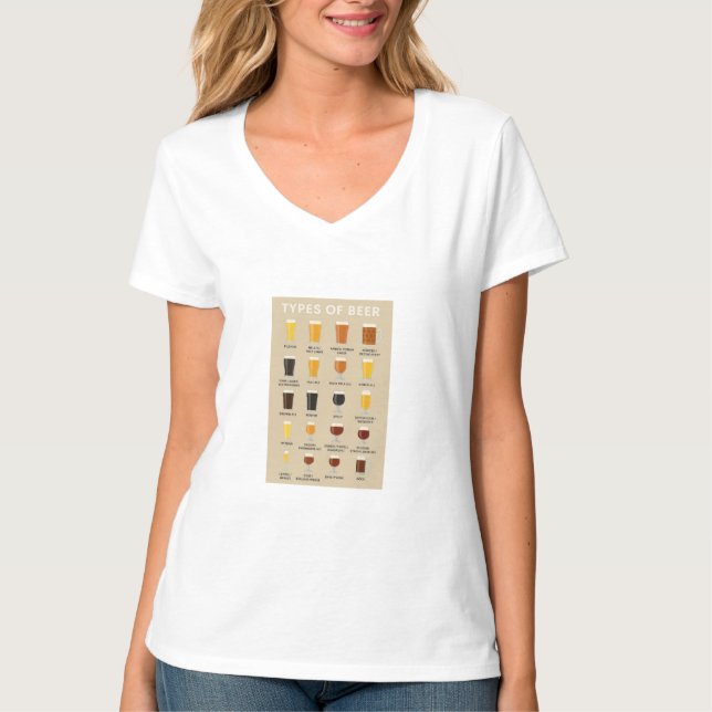 Camiseta Tipos de Cerveja e Guia de Copos (Frente)