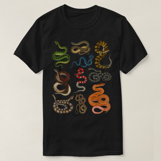Camiseta Tipos de Cobras Herpetólogos Educacionais Garotos (Frente do Design)