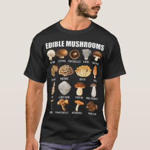 Camiseta Tipos De Cogumelos Comestíveis Gráfico De Fungos