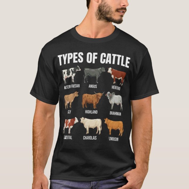 Camiseta Tipos de Coleção de Raças de Gado (Frente)
