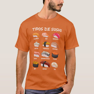 Camiseta Tipos De Comida Sushi Comida Japão Mangá Anime fam