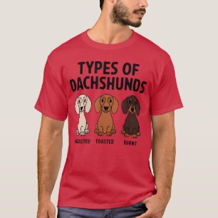 Camiseta Tipos de Dachshund Cachorro Salsicha Wiener engraç