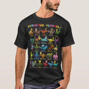 Camiseta Tipos de Dinossauros Alphabet A Z ABC Dino Identif