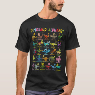 Camiseta Tipos De Dinossauros Alphabet A-z Abc Dino Identif