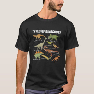 Camiseta Tipos De Dinossauros Identificação Dino Rex Dinosa