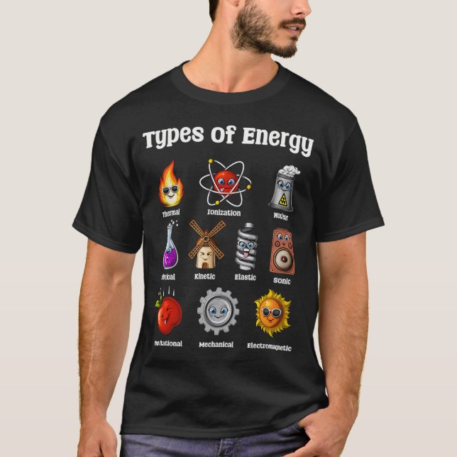 Camiseta Tipos de Energia da Física (Frente)