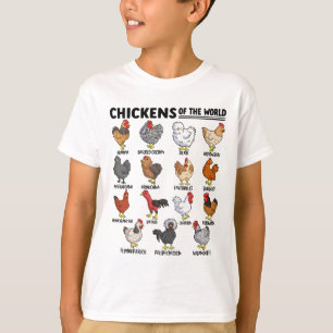 Camiseta Tipos de Galinhas Educativas Fazenda Animais Galin