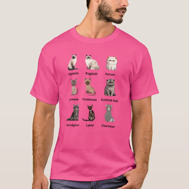 Camiseta Tipos de Gatos Futuros Adolescentes de Gatos Vinta (Frente)