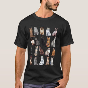 Camiseta Tipos de Gatos Gráfico Educativo de Raças de Gatos