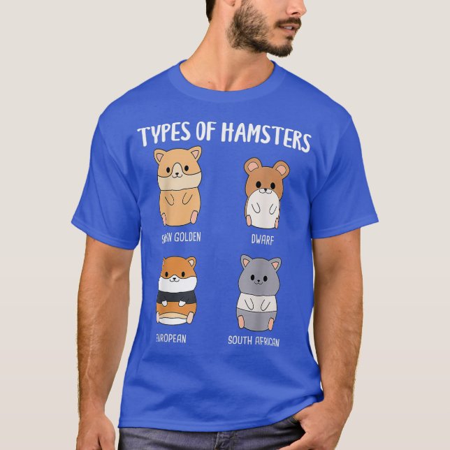 Camiseta Tipos De Hamsters Furiosos Com Raça Síria (Frente)