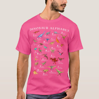 Camiseta Tipos De Identificação De Dinossauros Em Alfabeto