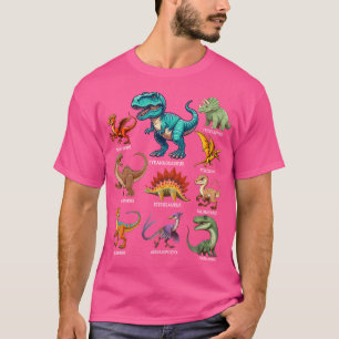 Camiseta Tipos De Identificação De Dinossauros Gráficos Din