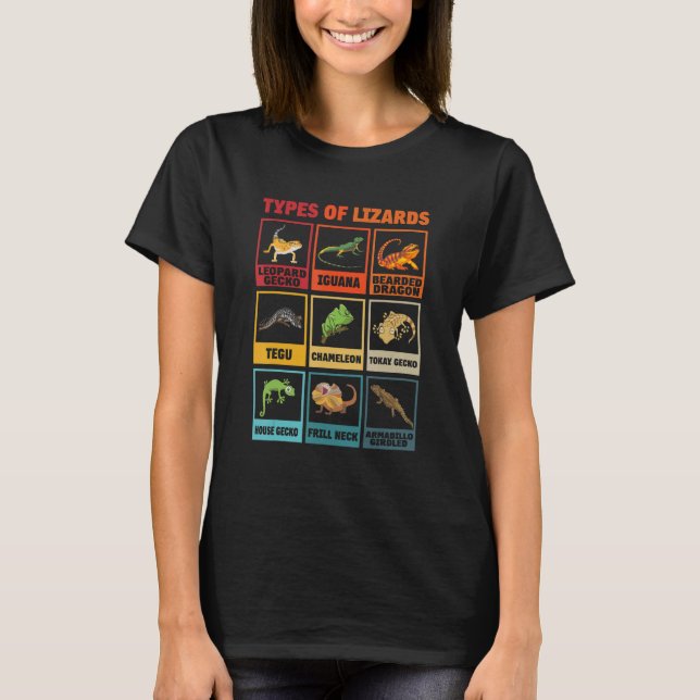 Camiseta Tipos De Lizard Reptiles Animal Pet (Frente)