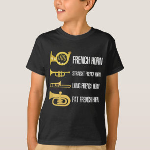 Camiseta Tipos De Músico Do Bronze Do Jogador Do Horn Fran