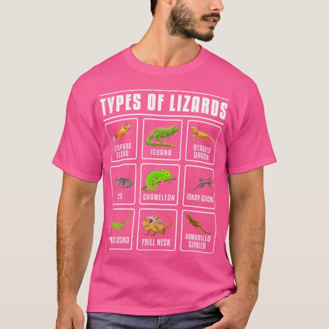 Camiseta Tipos De Répteis De Lagarta (Frente)
