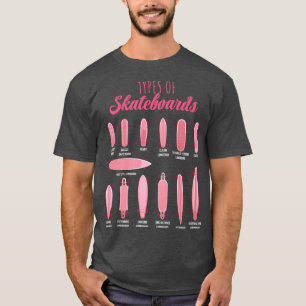 Camiseta Tipos de skates Meninas de skate Juventude