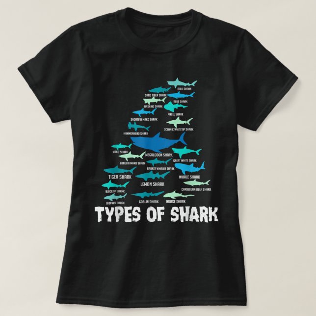 Camiseta Tipos de Tubarão, Excelente Megalodon, Enfermeiro  (Frente do Design)