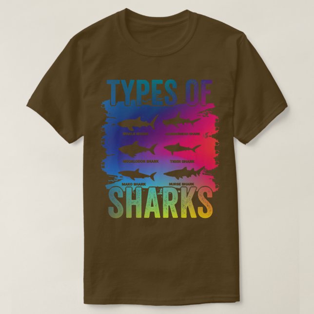 Camiseta Tipos De Tubarões (Frente do Design)