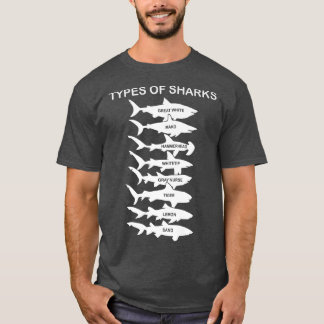 Camiseta Tipos De Tubarões