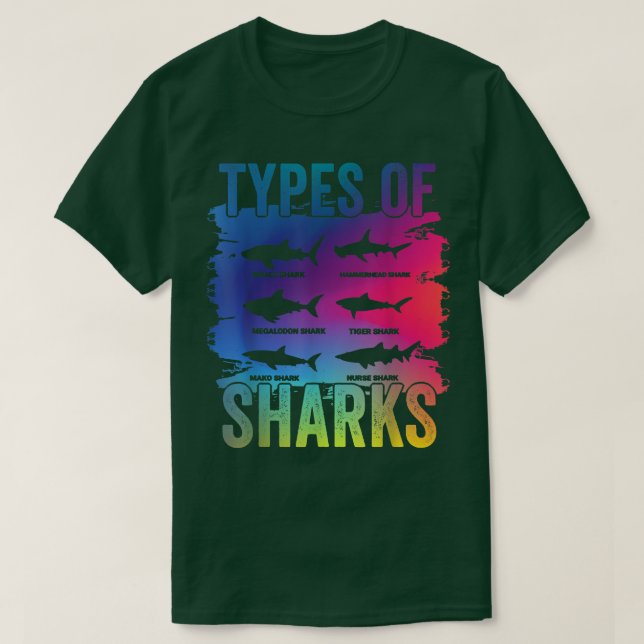 Camiseta Tipos De Tubarões (Frente do Design)