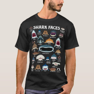 Camiseta Tipos De Tubarões Identificação Aniversário