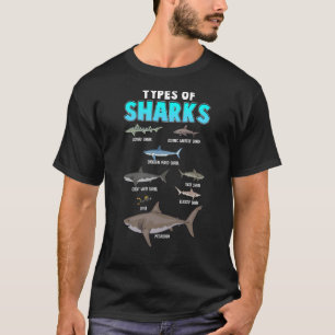 Camiseta Tipos de Tubarões Oceano Biologia Marinha Pesca Tu