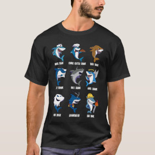 Camiseta Tipos de Tubarões Pun Oceano Biologia Marinha Pesc