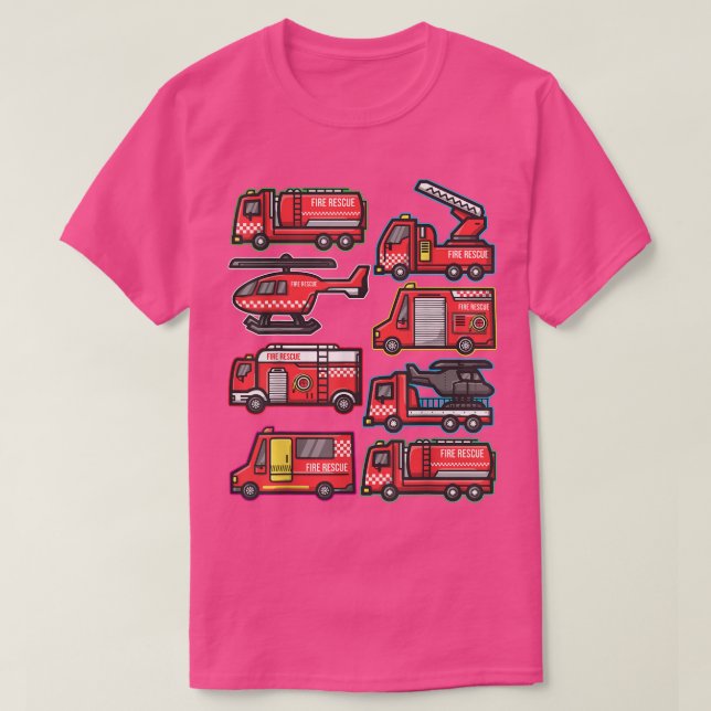 Camiseta Tipos de veículos-piloto (Frente do Design)