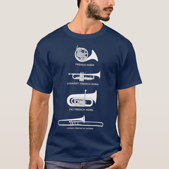 Camiseta Tipos Engraçados De Corno Francês (Frente)
