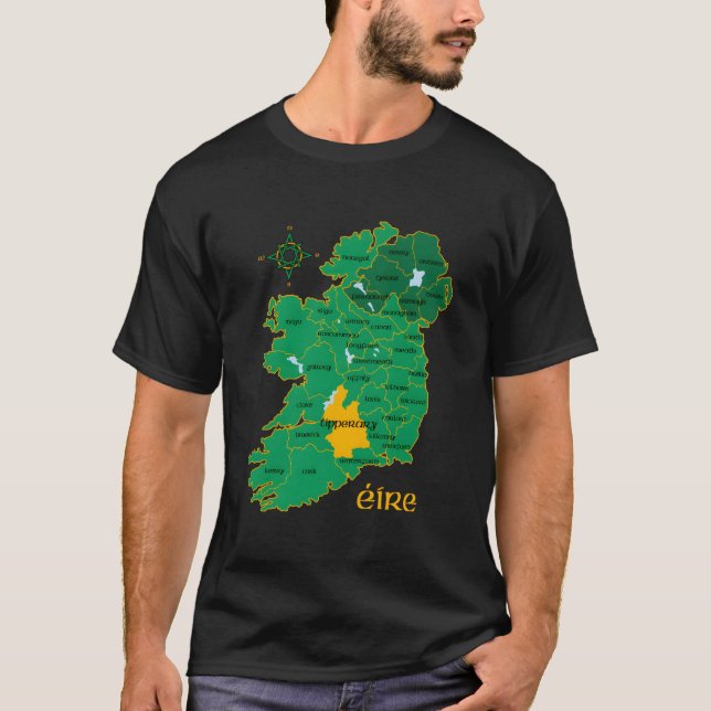 Camiseta Tipperary Ireland County Map Eire Irish Travel (Frente)