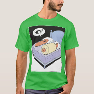 Camiseta Tira de Desenho Engraçado Hot Dog Hey Arte de Quad