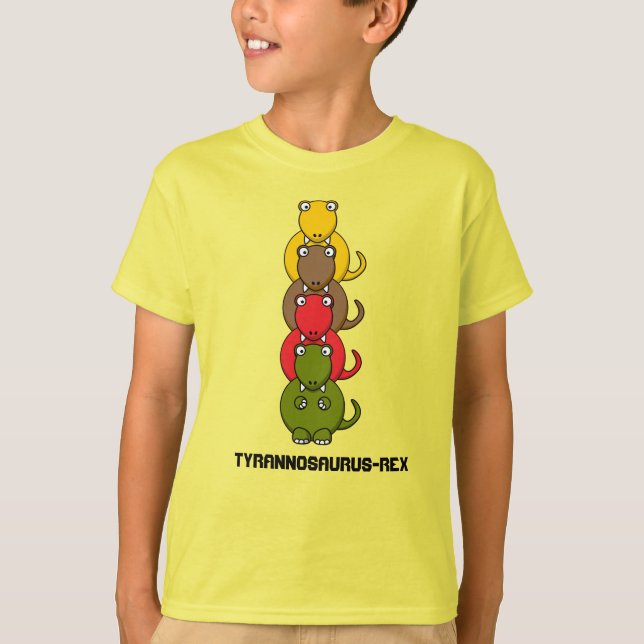 Camiseta Tirannosaurus-Rex Cartoon Colorido T-Shirt (Frente)