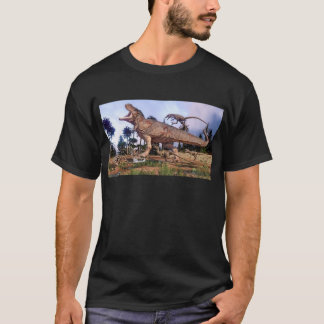 Camiseta Tiranossauro Rex contra Deinonychus