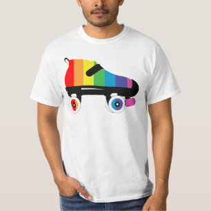 Camiseta tiras arco-íris de skate rolante