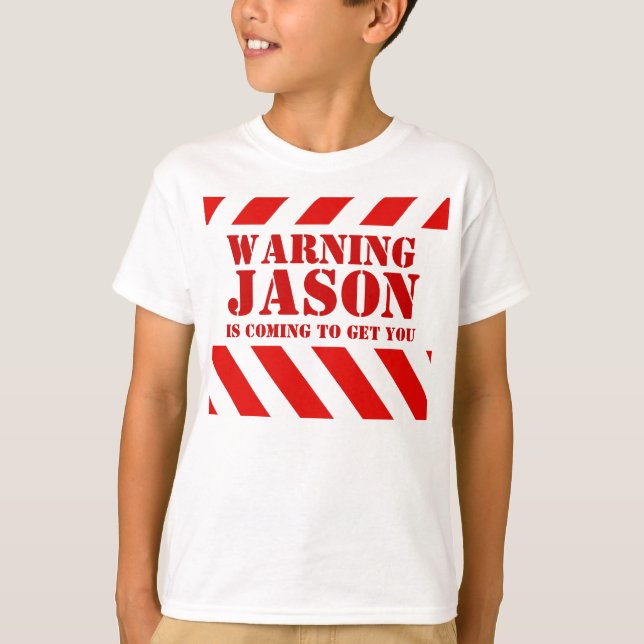 Camiseta Tiras de aviso para crianças: jason t-shirt (Frente)