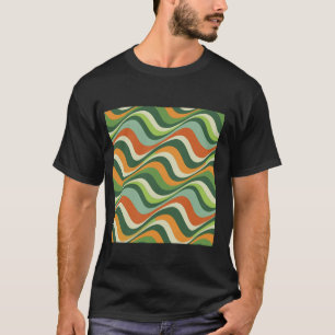 Camiseta Tiras de Onda Retrotraídas Geométricas Tiras Óptic