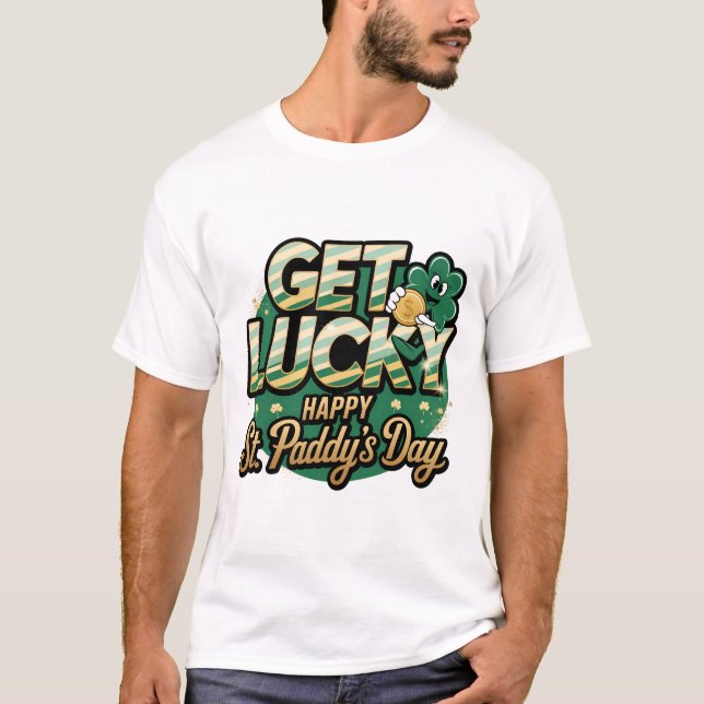 Camiseta Tire Ruas Sortudas. Paddy's Day: Shamrock com moed (Frente)