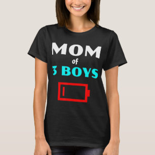 Camiseta Tired Mom Of 3 Boys Mother With Three Sons Low Bat